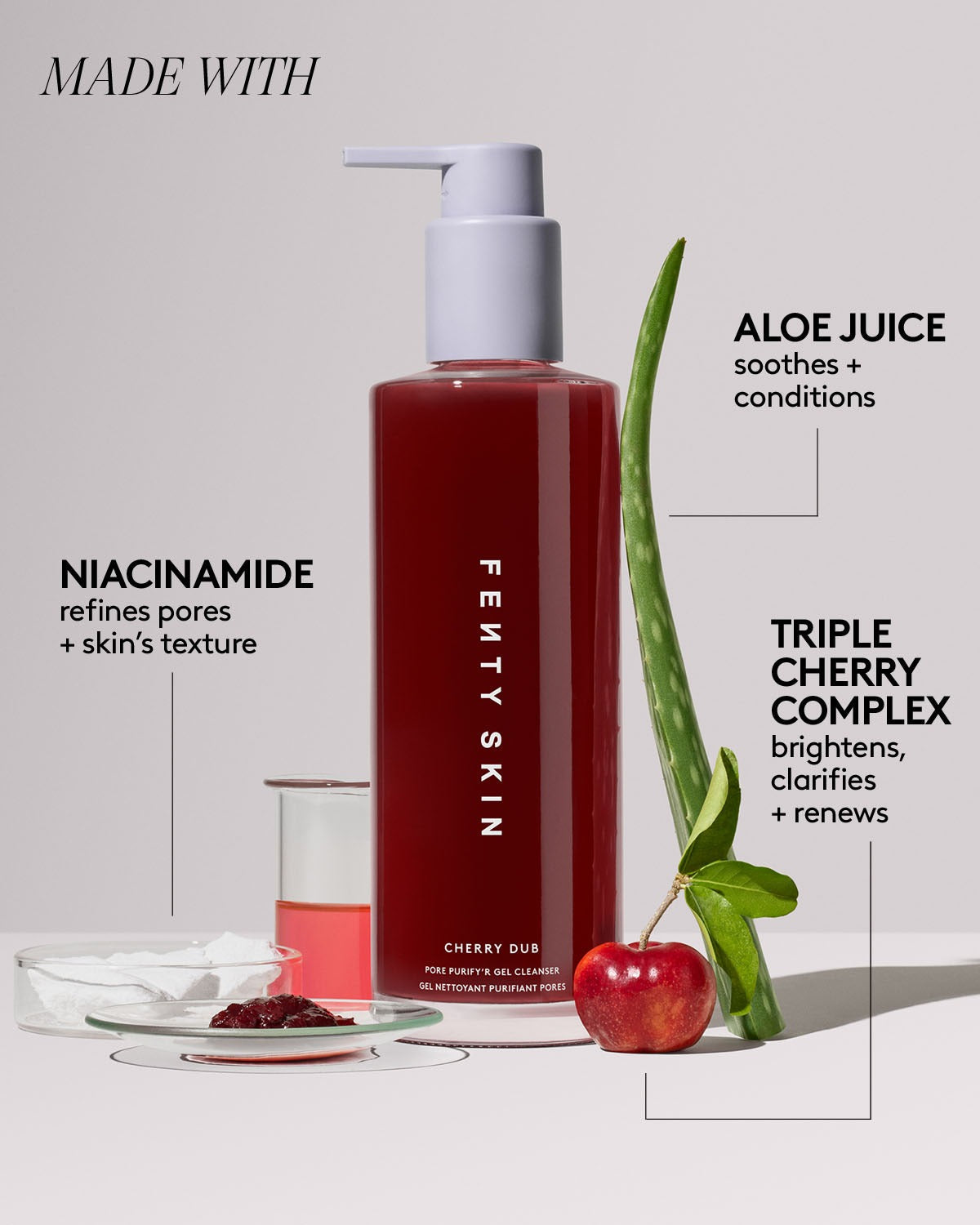 Cherry Dub Pore Purify'r Gel Cleanser with Niacinamide + Aloe Juice